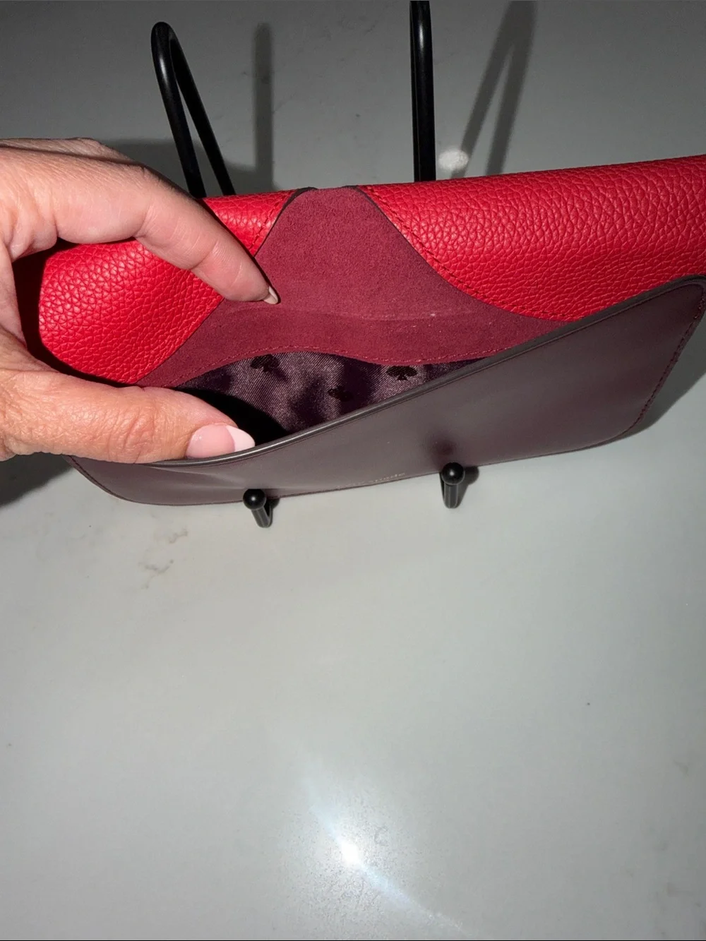 kate spade Red and Burgundy Patchwork Leather Clutch
